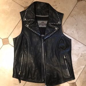 Biker style Leather vest, never worn, sz small